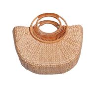 OFFSCH Handmade Moon Shape Straw Tote Bag for Women and Girls | Comfortable Handle, Spacious Daily Carry, School Use, Fashionable Woven Style for Summer and Seasons