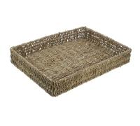 OFFSCH Handwoven Rattan Rectangular Serving Tray Woven Storage Tray Seaweed Bread Basket Snack Plate Home Table Decor For Fruit Bread Breakfast