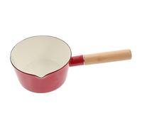 OFFSCH Heat-Resistant Enamel Milk Pot 1000ml Small Saucepan Anti-scalding Wooden Handle for Baby Food Instant Noodles Sauces Salads