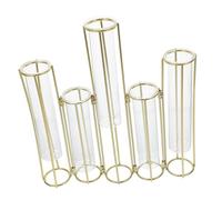 OFFSCH Hydroponic Flower Vases Bendable Tube Plant Holders Metal Vase Set Glass Test Tube Planters Room Decor