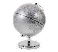 OFFSCH Interactive 14cm World Globe with Stand for Boys and Girls Educational Learning, Silver-white Desk Globe Figurine for Office, Classroom, Home Study Decoration