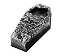 OFFSCH Light-up Coffin Doorbell Battery Operated with Spooky Sounds and Flashing Lights for Halloween Party Haunted House Decorations Interactive Scary Horror Prop with Spider Surprise