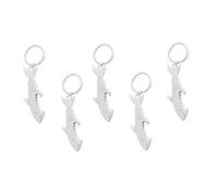 OFFSCH Metal Shark Keychains Bottle Opener, Small Silver Stylish Key Holders for Men and Women, 5pcs Pack, Sturdy Metal Key Decorations for Everyday Use