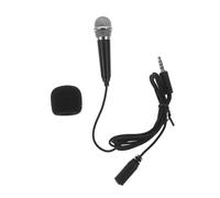 OFFSCH Mini Portable Microphone for Phone Vocal Recording, Tiny Karaoke Mic with 3.5mm Jack, Black Small Mic for Mobile Chatting and Singing
