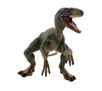 OFFSCH Mini Solid Dinosaur Model Realistic Green Velociraptor Statue Static Dinosaur Ornament for Desktop Display