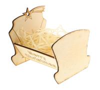 OFFSCH Mini Wooden Manger Bed for Baby Jesus Nativity Scene Ornament Solid Wood Craftsmanship Religious Symbolism Christmas Decor Nativity Supplies