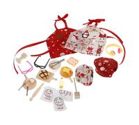 OFFSCH Miniature Baking Dollhouse Set with Chef Hat and Apron, Tiny House Kitchen Accessories, Snowflake and Polka Dot Design, Miniature Baking Props for ’ Play and Decoration