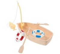 OFFSCH Miniature Dollhouse Beach Life Buoy and Small Boat Set, Micro Summer Beach Scene Prop with Shells, Miniature Dollhouse Accessories for ’ Micro Landscape Decor