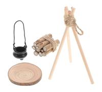 OFFSCH Miniature Dollhouse Firewood Model with Campfire Pot, Micro Scene Mini Fire Pit Accessory for Doll House Camping and Snow Landscape Decoration, Tiny House Ornament for Photography