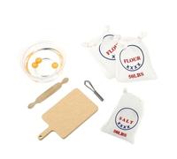 OFFSCH Miniature Dollhouse Kitchen Set 7pcs Baking Models with Flour Salt Bags, Whisk, Rolling Pin for ’ Play, Simulated Mini House Kitchen Accessories and Dollhouse Ornaments