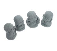 OFFSCH Miniature Monk Sculptures 4Pcs Green Sandstone Set for Room Desktop Craft Mindfulness Oriental Culture Decor