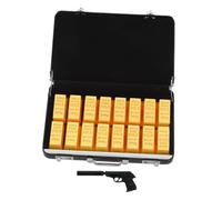 OFFSCH Miniature Suitcase Doll House Model with Golden Bricks Realistic Scene Decoration for DIY Mini House Layouts and Creative Play