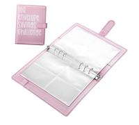 OFFSCH Money Saving Binder Pink Financial Organizer with Clear Cash Pockets Savings Challenge Book for Budget Tracking and Cash Management Stylish and Functional Money Organizer for Home