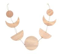 OFFSCH Moon Phase Boho Garland Wooden Wall Decor Rustic with Hanging Rope, Easy to Suspend Moon Phase Wall Art Charming Wooden Craft for Living Room and Door Home Decoration