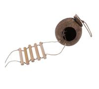 OFFSCH Natural Coconut Shell Parrot Nest House with Ladder Safe Bird and Resting Place for Climbing and Chewing Suitable for Cages Fun Playground for Pet Birds and Parrots