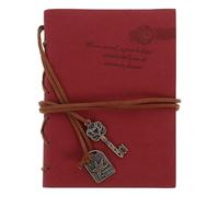 OFFSCH Notebook with String Key Bound Design Retro Vintage Style Pu Leather Cover 320 Pages of Blank Paper, Easy to Open and Close in Red for Writing and Vacations