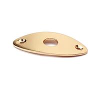 OFFSCH Oval Golden Guitar Input Jack Plate for Electric Guitar and Bass - Metal Jack Socket Plate with Mounting Screws, Full-Contact Output Design, Glossy Surface Sturdy Construction