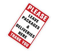 OFFSCH Package Sign PVC Wall Sticker Leave Packages Here Warning Decal for Yard and Front Door Use, Sturdy Self-Adhesive Wall Sign for Home and Business