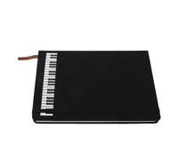 OFFSCH Piano Notebook A5 Black Pu Hardcover, Portable Music Note Notepad with Protective Cover, Business Style Meeting Memo Book for Musicians and Songwriters