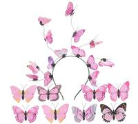 OFFSCH Pink Butterfly Headband for Women Wedding Hair Accessories Lightweight Plastic Decorative and Comfortable to Wear Party and Cosplay Headdress