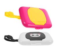 OFFSCH Portable Baby Wipes Dispenser Box Set for Infants, Refillable Wet Tissue Holders with Adorable Panda Design, 2pcs Portable Wet Tissue Cases in Purple and Black for Outdoor Travel Assorted style