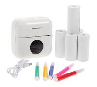 OFFSCH Portable Pocket Printer Mini Wireless Thermal Label Printer for Students with 5 Rolls Paper and 5 Color Pens, Compact Small Office Supplies for Photo and Note Printing