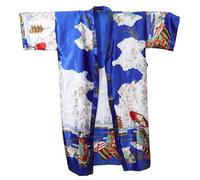 OFFSCH Printed Kimono Robe Women's Long Cardigan Nightgown with Waistband Comfortable Polyester Creative Sleepwear for Daily and Special Occasions Blue