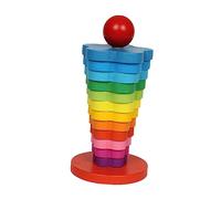 OFFSCH Rainbow Column Stacking Educational Wooden Blocks Fun Montessori for Imagination Social Skills Development Safe Design