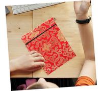 OFFSCH Red Brocade Scripture Storage Bag Fabric Wrap for Religious Texts Books Documents with Intricate Floral Design Multipurpose Chinese Coin Purse and Wallet for Women