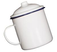 OFFSCH Retro Vintage Enamel Mug 450ml Thickened White Camping Water Cup Small Picnic Tea Cup Outdoor Sturdy Enamel Drinking Mug for Travel and Home Use