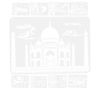 OFFSCH Reusable Spraying Stencils Drawing Template, 9 Sheets PET Painting Templates for Craft Projects, Urban Landscape and Architectural Cutout