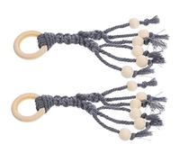 OFFSCH Rope Under 2pcs Hooks Cotton Beads with Banana Wooden Hanging Storage for Creative Banana Holder Fruit Vegetable Kitchen Cabinet