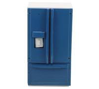 OFFSCH Scale Mini Fridge for Dolls Double Door Miniature Refrigerator Model White Blue Wooden Kitchen Furniture for Dollhouse Role-playing and Creative Scene Setup