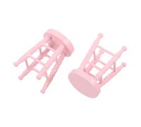 OFFSCH Scale Miniature Solid Wood Stool Natural Finish Round High-leg Chair for Dollhouse Furniture Realistic Craftsmanship for Micro Scene Setup and Creative Pretend Play Accessories