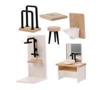 OFFSCH Scale Realistic Accessories for Doll House Scene with Shower Sink Toilet Stool Towel Rack Mini Scale