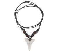 OFFSCH Shark Tooth Necklace with Retro Bohemian Style for Men and Women Adjustable Plastic Resin Wood Beaded Necklace for Surfing Adventures and Beach Outings
