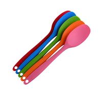 OFFSCH Silicone Soup Spoon Long Handle Nonstick Food Serving Scoop Green Soft Head Kitchen Serving Spoon for Cooking and Dining