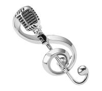 OFFSCH Silver Microphone Music Note Brooch Elegant Treble Clef Lapel Pin Fashion Jewelry for Women Weddings Parties Concerts Safety Pin for Clothes