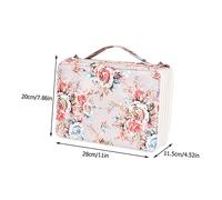 OFFSCH Slot Large Capacity Pencil Case with Handle Multilayer Stationery Organizer Bag for Artists Students PU Material Creative Rose Pattern for Pens Colored Pencils Brushes