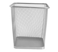 OFFSCH Small Silver Iron Waste Paper Container Rust-resistant Bathroom Trash Bin with Base Multipurpose Household Garbage Basket for Office Kitchen Bedroom Living Use