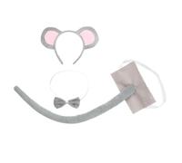 OFFSCH Soft Gray Mouse Costume Set with Ears Headband Felt Tail and Bow Tie Lightweight Animal Cosplay Kit for Halloween Party Carnival and Role Play