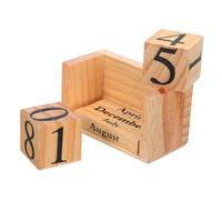 OFFSCH Solid Wood Perpetual Desk Calendar Manual Block Date Display Rustic Desktop Decoration for Home Office Daily Interaction and Artistic Wood Grain Design
