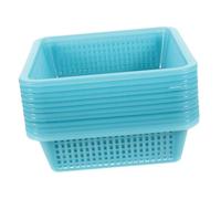OFFSCH Square Plastic Perforated Storage Basket Bin 13.5x13.5x4.5cm, Stationery Organizer for Office Drawer Shelf, Desktop Countertop Tray, 12pcs Pack, Random Color