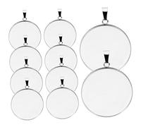 OFFSCH Stainless Steel Pendant Trays 20Pcs Set 1.18 Inch Round Diy Jewelry Making Blanks for Resin Cabochons Photo Settings Craft Accessories