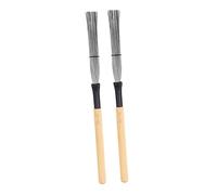 OFFSCH Steel Wire Drum Brushes Comfortable Grip with Wooden Handles 2Pcs and Natural Sound Percussion for Jazz Drum Set for Youth Bands and Beginner Drummers Beginner Drummers