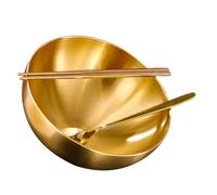 OFFSCH Thickened Stainless Steel Korean Noodle Bowl with Spoon and Dinner Chopsticks Multi-Function Household Salad and Dessert Serving Bowls for Home and Restaurant Use