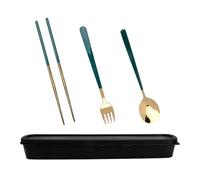 OFFSCH Three-Piece Set Fork Spoon Chopsticks Color Utensils Spoons Party Dinnerware Camping Fork Portable Korean Chopstick Silverware Green Stainless Steel