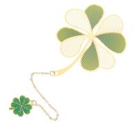 OFFSCH Vintage Brass Pendant Bookmark with Four-Leaf Clover Tassel Metal Page Marker for Book Lovers Compact Lightweight Design for Students and Readers Unique Hanging Chain for Precise