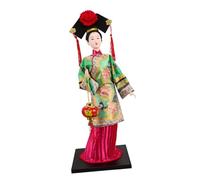 OFFSCH Vintage Chinese Doll Figurine Traditional Collectible with Plaster and Materials Handcrafted Folk Art Heritage Ornament for Cultural Decor and Chinese Year Display