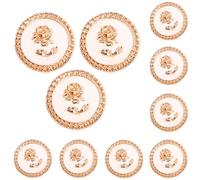 OFFSCH Vintage Decorative Metal Buttons Long-Lasting Sewing Function 10pcs 15mm Zinc Alloy Flower Shape Elegant White Colour for Suit and Uniform Jackets for Womens Suit Jackets